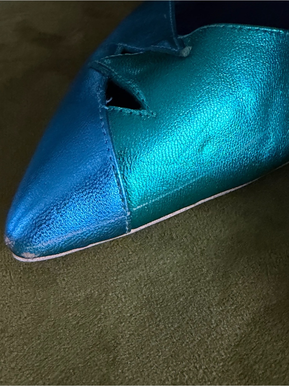 Jeffrey Campbell Electric Teal & Turquoise Peak-a-Boo Pointed Toe Pumps - Picture 16 of 16